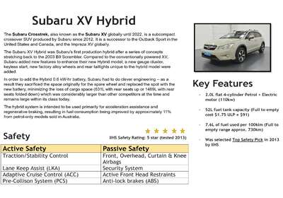 2015 SUBARU XV HYBRID 5 SEATER