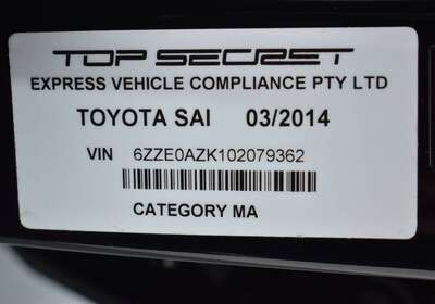 2014 TOYOTA SAI 2.4LT HYBRID 5 SEATER 