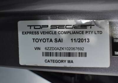 2013 TOYOTA SAI 2.4LT HYBRID 5 SEATER 