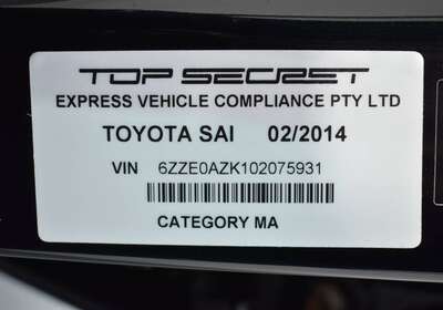 2014 TOYOTA SAI 2.4LT HYBRID 5 SEATER 