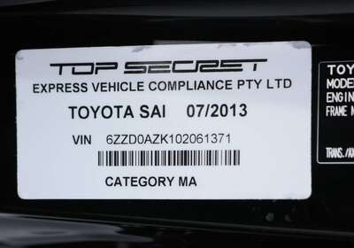 2013 TOYOTA SAI 2.4LT HYBRID 5 SEATER 